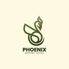 Vector Logo Illustration Phoenix Line Art Style.