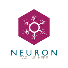 Fototapeta na wymiar Neuron logo or nerve cell logo design,molecule logo illustration template icon with vector concept