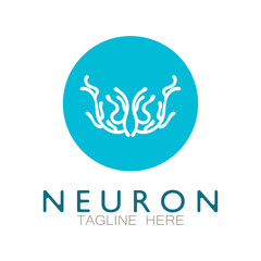 Neuron logo or nerve cell logo design,molecule logo illustration template icon with vector concept