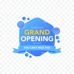 grand opening label with blue color