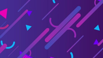 Colorful geometric shapes. Looped animated background in a simple pattern style.