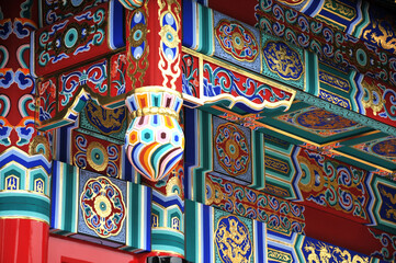 detail of the roof of the chinese temple