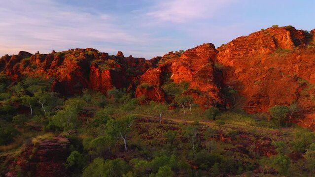 Parallax version of Aerial video footage of Hidden Valley, Mirima National Park, Kununurra, Western Australia