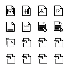 colorful set of file type icons. file format icon set in color, files symbols buttons, simple design