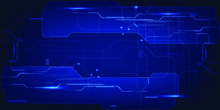 Vector illustrations of futuristic blue hi-tech element with grid line and circuit for advertising layout and game development artwork.Future technology and innovation concepts.