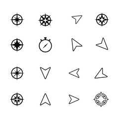 Line icon set of compass. Editable stroke, isolated at white background