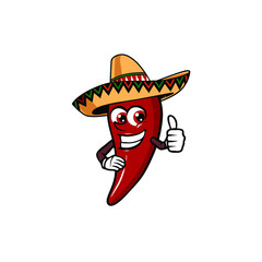 Red chilli pepper in a sombrero 