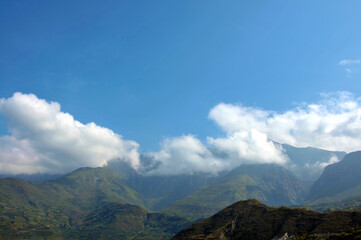 clouds over the mountains