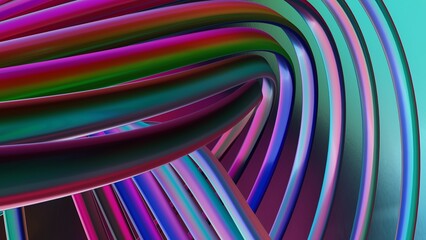 Curve Gradient colorful reflection background. 3D rendering