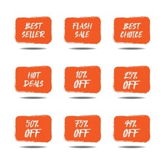 Set of Grunge post stamps Sale badges. Round badges with distressed texture. Scratched rubber seal stamp banner shopping badges.