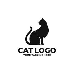 Cat simple flat logo vector