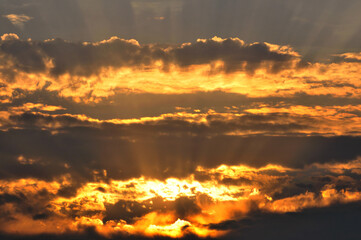 Fototapeta premium Dramatic panorama sky after sunrise