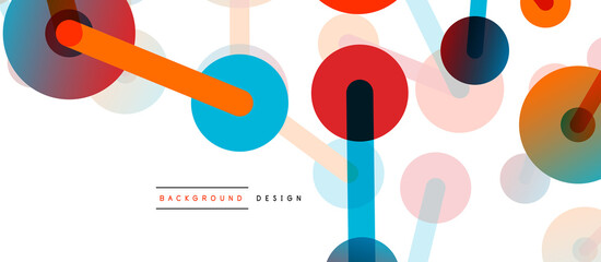 Abstract background. Round dots connected by lines. Trendy techno business template for wallpaper, banner, background or landing