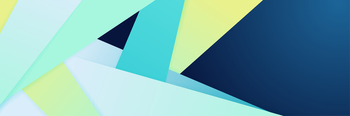 Blue and green glossy geometric abstract tech banner design. Geometric vector background