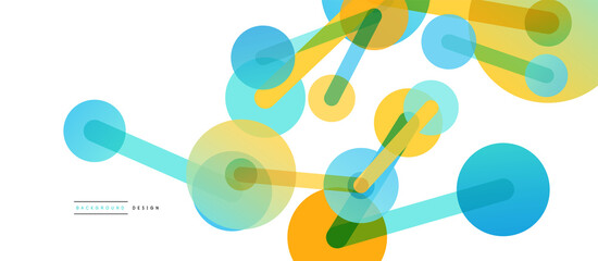 Abstract background. Round dots connected by lines. Trendy techno business template for wallpaper, banner, background or landing