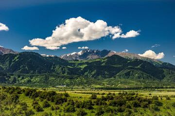 landscape with mountains and blue sky
