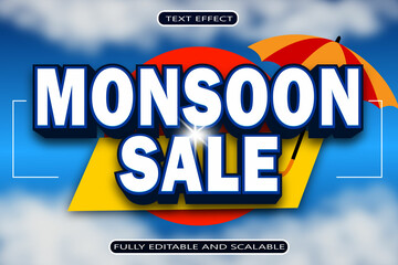 Monsoon Sale Editable Text Effect 3 Dimension Emboss Modern Style
