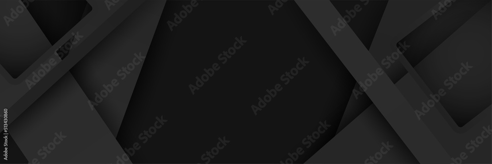 Wall mural black abstract banner background. dark deep black dynamic vector background with diagonal lines. mod