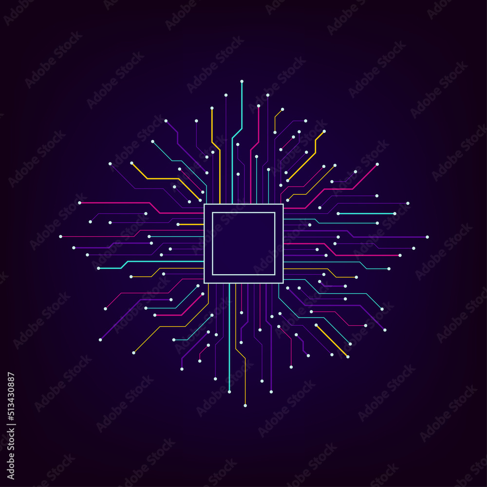 Poster abstract digital background with technology circuit board texture. electronic motherboard illustrati