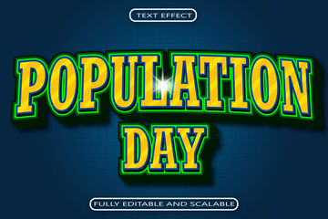 Population Day Editable Text Effect 3 Dimension Emboss Modern Style