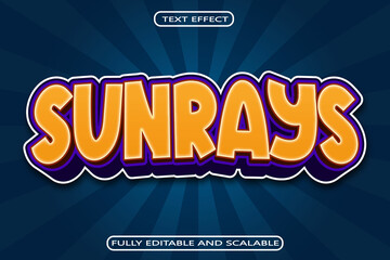 Sun Rays Editable Text Effect 3 Dimension Emboss Modern Style