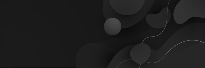 Black abstract banner background. Dark deep black dynamic vector background with diagonal lines. Modern creative premium gradient. 3d cover of business presentation banner with geometric element