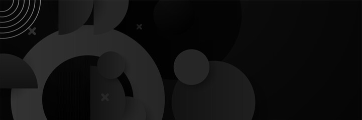 Black abstract banner background. Dark deep black dynamic vector background with diagonal lines. Modern creative premium gradient. 3d cover of business presentation banner with geometric element