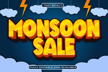 Monsoon Sale Editable Text Effect 3 Dimension Emboss Modern Style