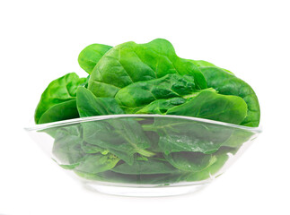 fresh spinach isolated on white background closeup