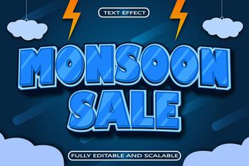 Monsoon Sale Editable Text Effect 3 Dimension Emboss Modern Style