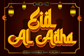 Eid Al Adha Editable Text Effect 3 Dimension Emboss Modern Style