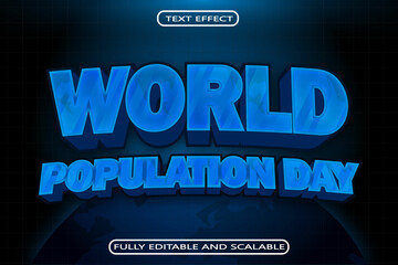 World Population Day Editable Text Effect 3D Emboss  Neon Style