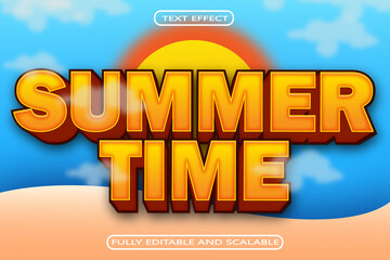 Summer Time Editable Text Effect 3D Emboss Modern Style