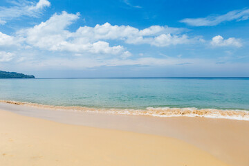 Fototapeta na wymiar Beautiful clean sandy beach, tropical island in south of Thailand, peaceful beach