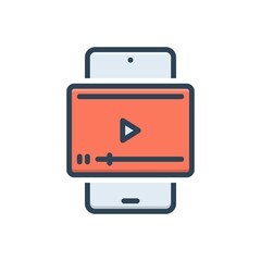 Color illustration icon for video play