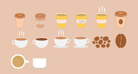 coffee drinks set flat illustration