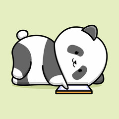 Cute panda with phone cartoon design
