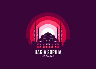 Hagia Sophia of Istanbul logotype. World greatest architecture illustration. Modern moonlight symbol vector. Eps 10