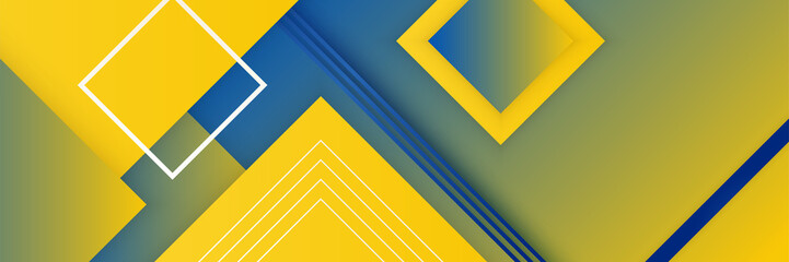 abstract geometrical blue and yellow color background banner