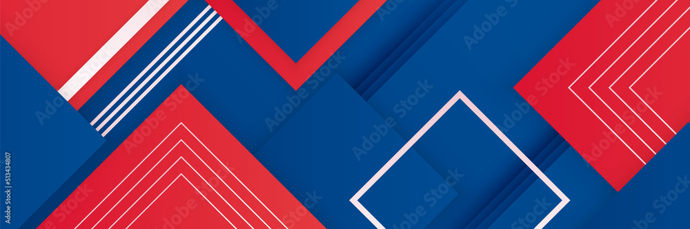 Wall mural blue red abstract banner background with stripes lines and geometric element shapes design. abstract - Wall murals