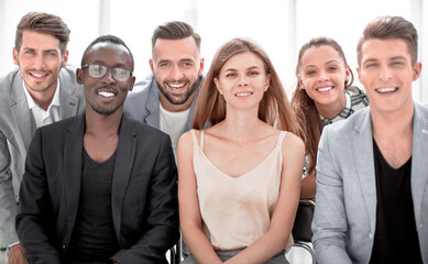 Business colleagues in conference meeting room during presentation