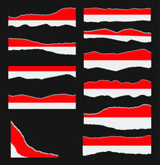 Indonesian flag torn paper banner set