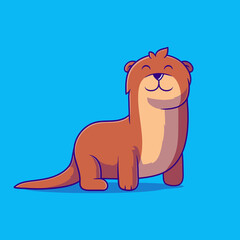 cute otter illustration suitable for mascot sticker and t-shirt design