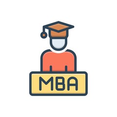 Color illustration icon for mba academic