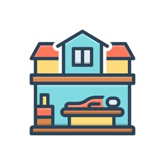 Color illustration icon for lodging