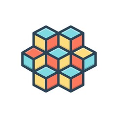 Color illustration icon for cubic