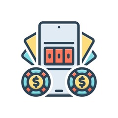 Color illustration icon for betting