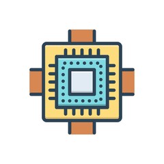 Color illustration icon for processors