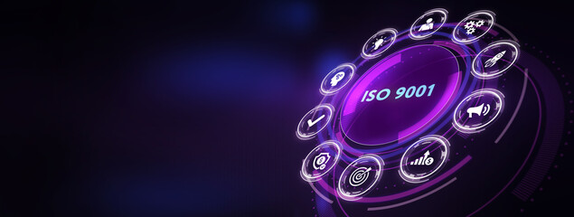 Business, technology, internet and network concept. Virtual screen of the future with the inscription: ISO 9001