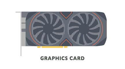 computer parts. graphics card. flat design style vector illustration.